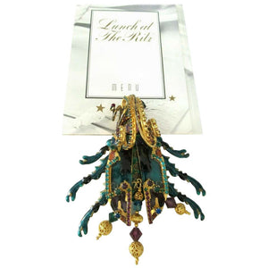 Signed LUNCH AT THE RITZ Beetle Scarab Pin Brooch on Original Card