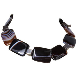 Banded Agate Sterling Silver Statement Necklace