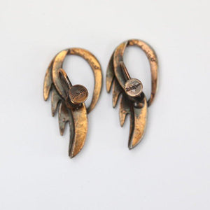 Mid Century Modern Rebajes Flame Pendant Copper Earrings