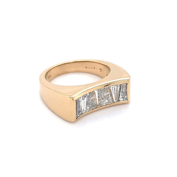 1.10tcw Tapered Baguette Diamond Gold Saddle Ring Estate Fine Jewelry