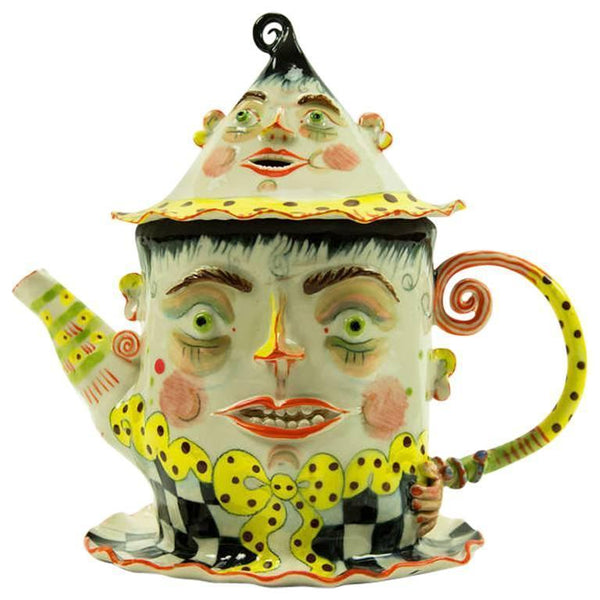 Rare Large Figural Porcelain Teapot on Attached Plate by Irina Zaytceva