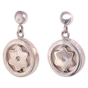 Montblanc Diamond Sterling Silver Drop Earrings Estate Fine Jewelry