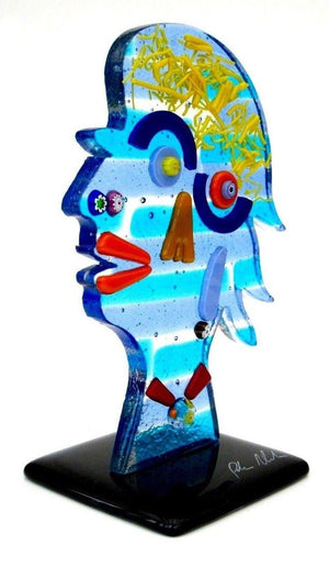 Spectacular Murano Artist Signed Art Glass Face Sculpture Tribute to Picasso