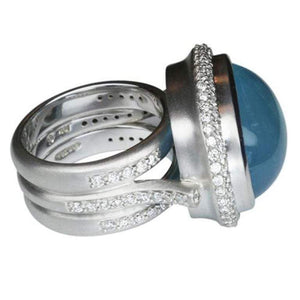 20.50 Carat Aquamarine and Diamond Gold Statement Ring Estate Fine Jewelry