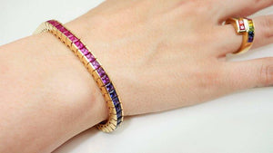 12.71 Carat Multi-Color Sapphire Statement Line Bracelet