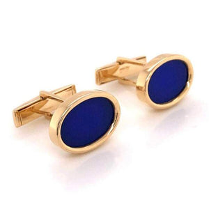 Stylish Classic Blue Lapis Lazuli Gold Cufflinks Estate Fine Jewelry