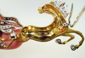 Vintage Galloping Horse Brooch Pin 18 Karat Gold Estate Fine Jewelry