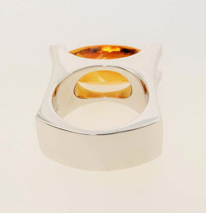 9.03 Carat oval Citrine and Sapphire Cocktail Statement Ring Estate Fine Jewelry