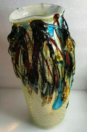 Large Murano Art Glass Face Vase signed Sergio Costantini Venice Italy Estate