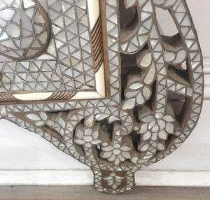 Large Antique Decorative Wall Mirror Mother of Pearl Inlay, circa 1910
