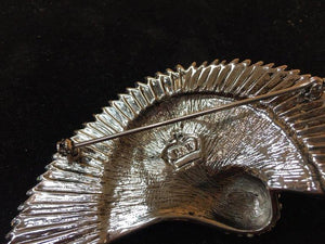 Butler & Wilson Signed BW Silver Glitter Diamanté Bird Fan Tail Brooch Pin