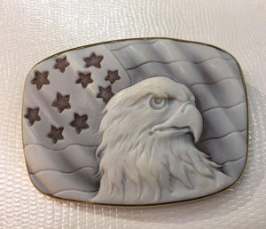 Magnificent Large American Eagle Cameo Heirloom Quality Pin Brooch Pendant