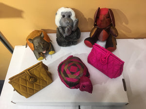 Jim Thompson Collection of Colorful Plush Silk Toys and Jewelry Handbag Pouches