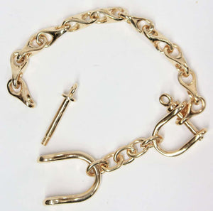 Stirrup Solid Gold Link Bracelet Estate Fine Jewelry
