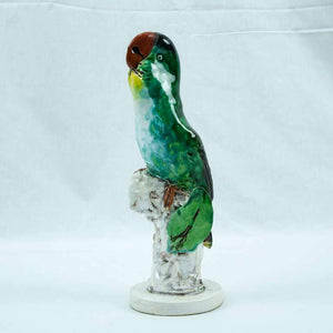 Art Deco Glazed Pottery Statuette Macaw Parrot, France