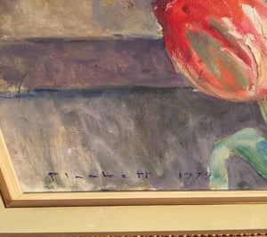 Joseph Joe Plaskett Artist's Studio Oil on Canvas Still Life Flowers Painting