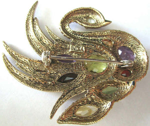 Designer Swarovski Crystal Encrusted Swan Brooch Pin by Nicky Butler