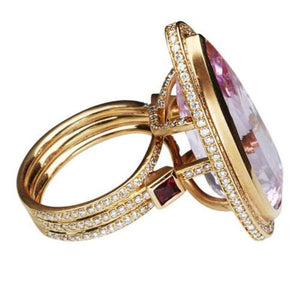 19.15 Carat Pink Kunzite Diamond Ruby Ring Estate Fine Jewelry