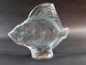 Lalique France Gros Poisson Vagues Large Fish Glass Sculpture