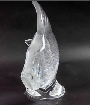 Lalique France Gros Poisson Vagues Large Fish Glass Sculpture
