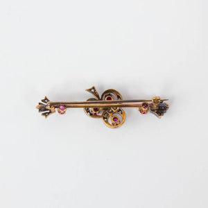 Sublime Antique Ruby and Diamond Gold Bar Pin Brooch
