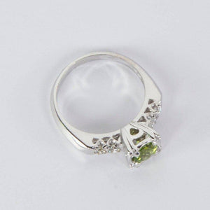 Green Tourmaline and Diamond Platinum Engagement Ring