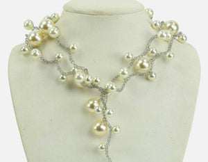 Estate Long White Faux Pearl Sautoir Vintage Statement Necklace