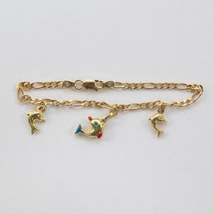 Dolphin Gold Charm Link Bracelet