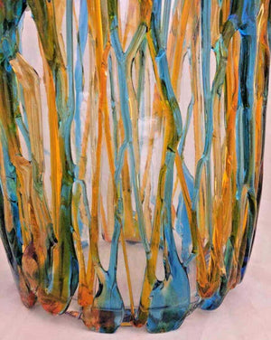 Large Murano Oceanos Abstract Multi-Color Art Glass Vase Signed Vetro Artistico