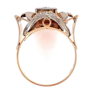 Retro Style Diamond Rose Gold and White Gold Cocktail Ring Fine Estate Jewelry
