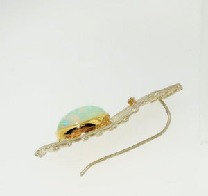 Vintage Opal Sapphire Rhodium Sterling Silver Gold Earrings Estate Fine Jewelry