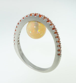 3.10 Carat Opal and Orange Sapphire Ring