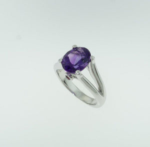 2.30 Carat Amethyst and Sapphire Solitaire Ring