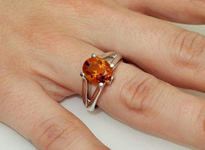 2.33 Carat Citrine and Sapphire Solitaire Statement Ring