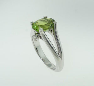 3.01 Carat Peridot and Diamond Solitaire Engagement Ring