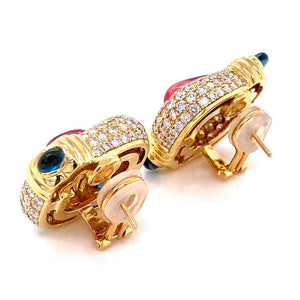 Diamond and Tourmaline Casmir Gold Designer Earrings Fine Estate Jewelry