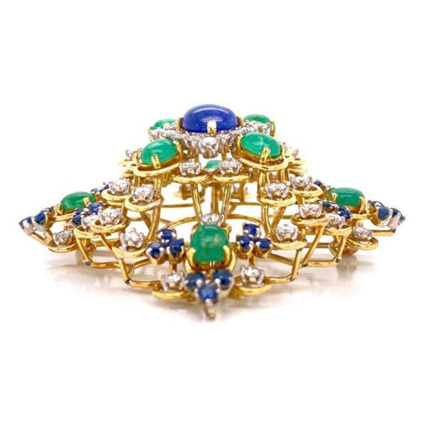 Angel Skin Coral Emerald Diamond Gold Brooch Pin Pendant Estate Fine J -  Coach Luxury