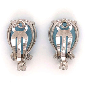 14.0 Carat Aquamarine and Diamond Gold Clip Back Earrings Fine Estate Jewelry