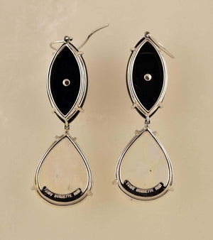 Moonstone, Coral and Black Onyx Gold Earrings Tony Duquette Fine Jewelry