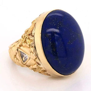 20 Carat Blue Lapis Lazuli Gentleman’s Gold Ring Estate Fine Jewelry