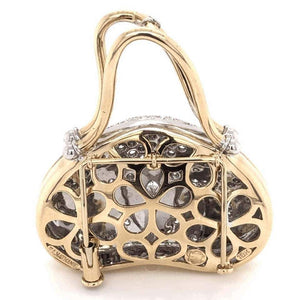 Diamond Hand Bag 18 Karat Brooch Pin Pendant Estate Fine Jewelry