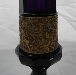 Secessionist Moser Amethyst Crystal Vase with Gold Etched Frieze