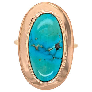 Natural Turquoise Victorian Style Gold Ring Estate Fine Jewelry
