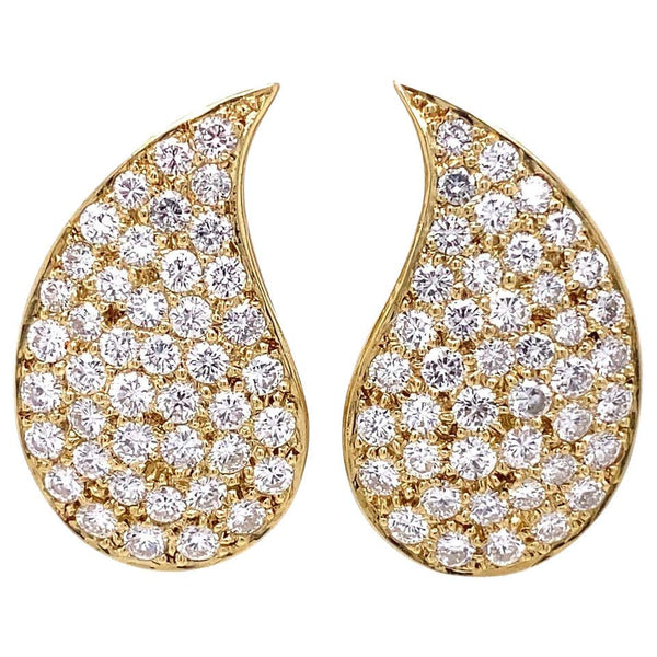 3.01 Carat Diamond Teardrop Post and Clip Gold Earrings Estate Fine Jewelry