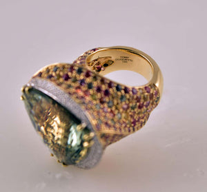 Amethyst Peridot Citrine and Diamond 18K Gold Ring Tony Duquette Fine Jewelry