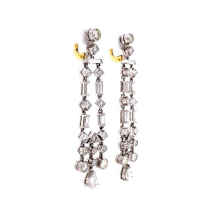 Awesome Diamond Chandelier Platinum Drop Earrings Estate Fine Jewelry