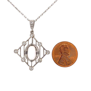 Australian Crystal Opal Diamond Art Deco Platinum Necklace Estate Fine Jewelry