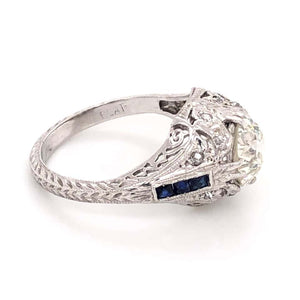 1.71 Carat Diamond Platinum Art Deco Style Cocktail Ring Fine Estate Jewelry