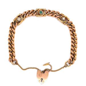 Victorian 9k Rose Gold Link and Gem Bracelet Estate Fine Jewelry