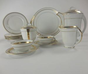 Limoges Mid-Century Modernist Gold Banded Porcelain Coffee Service